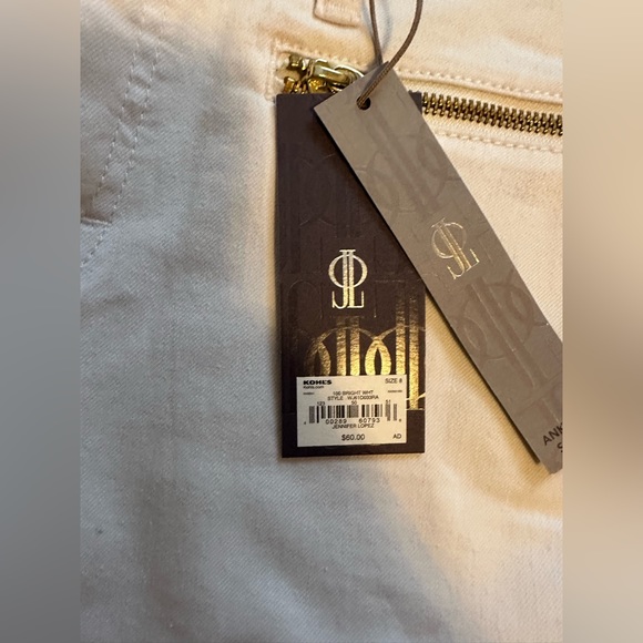 ✨BNWT✨ Jennifer Lopez white skinny ankle jeans with gold zipper details size 8 - Picture 3 of 9